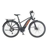 KTM MACINA FUN A510 TRAPÉZ BLACK MATT (ORANGE+GREY) NŐI ELEKTROMOS TREKKING KERÉKPÁR