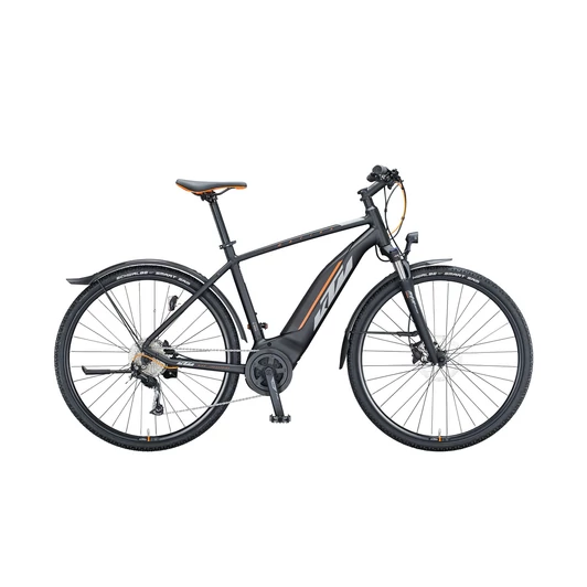 KTM MACINA CROSS P510 STREET BLACK MATT (GREY+ORANGE) FÉRFI ELEKTROMOS CROSS KERÉKPÁR