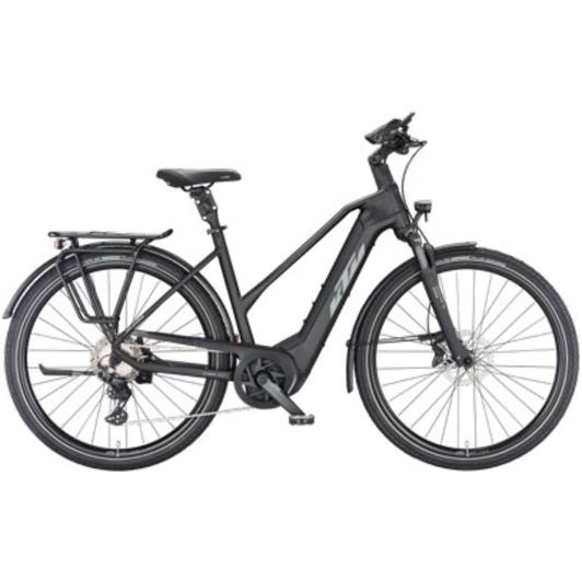 KTM Macina Style 730 TRAPÉZ black matt (grey+orange) Női Elektromos Trekking Kerékpár 2023