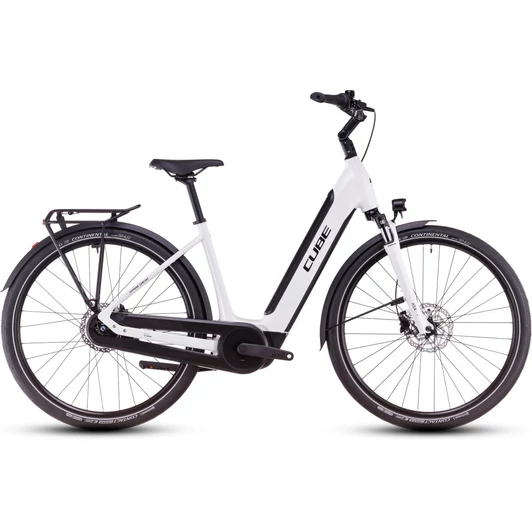 CUBE SUPREME HYBRID COMFORT ONE 500 METALLICWHITE´N´BLACK - 2025 - VÁROSI ELEKTROMOS KERÉKPÁR - EASY ENTRY 42 CM - 26"