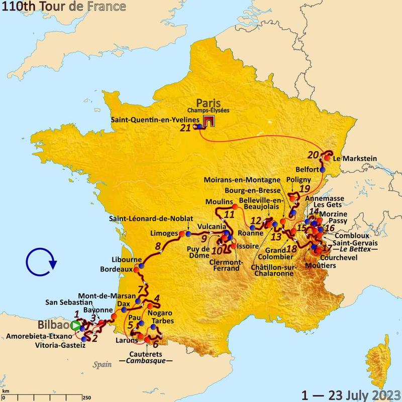 tourdeFrance térkép 2023