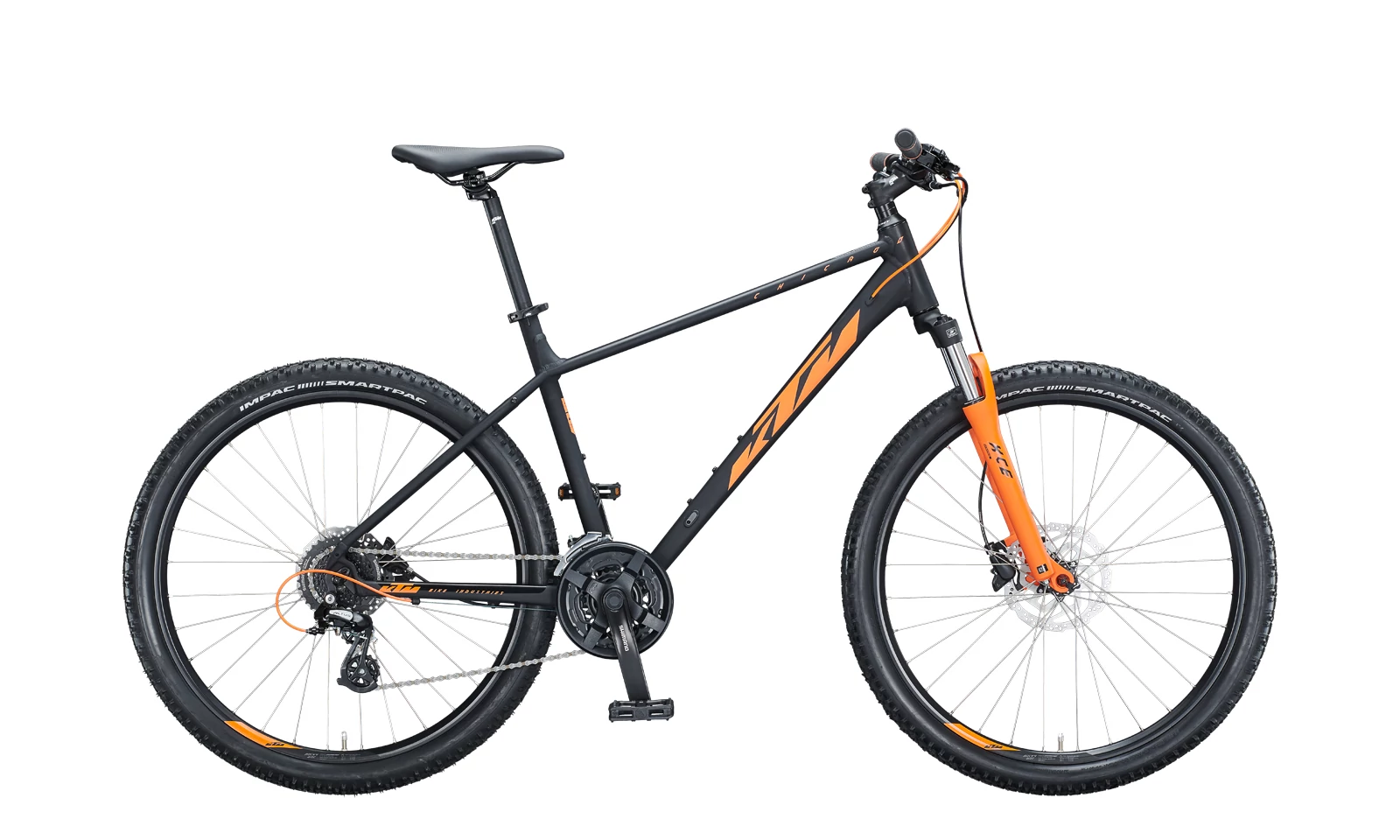 KTM CHICAGO DISC 272 BLACK MATT ORANGE 2021 FERFI MTB KEREKPAR 27.5 KTM kerekpar